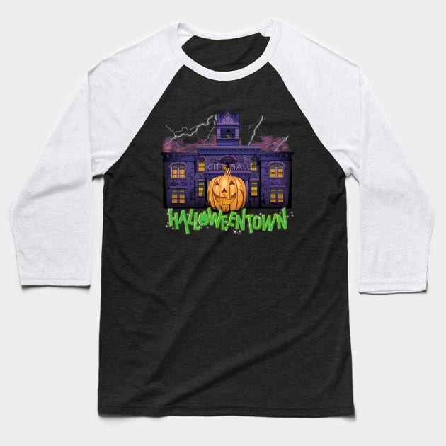 Halloweentown Spooky Square for Halloween Baseball T-Shirt by Screen Fiend Merch